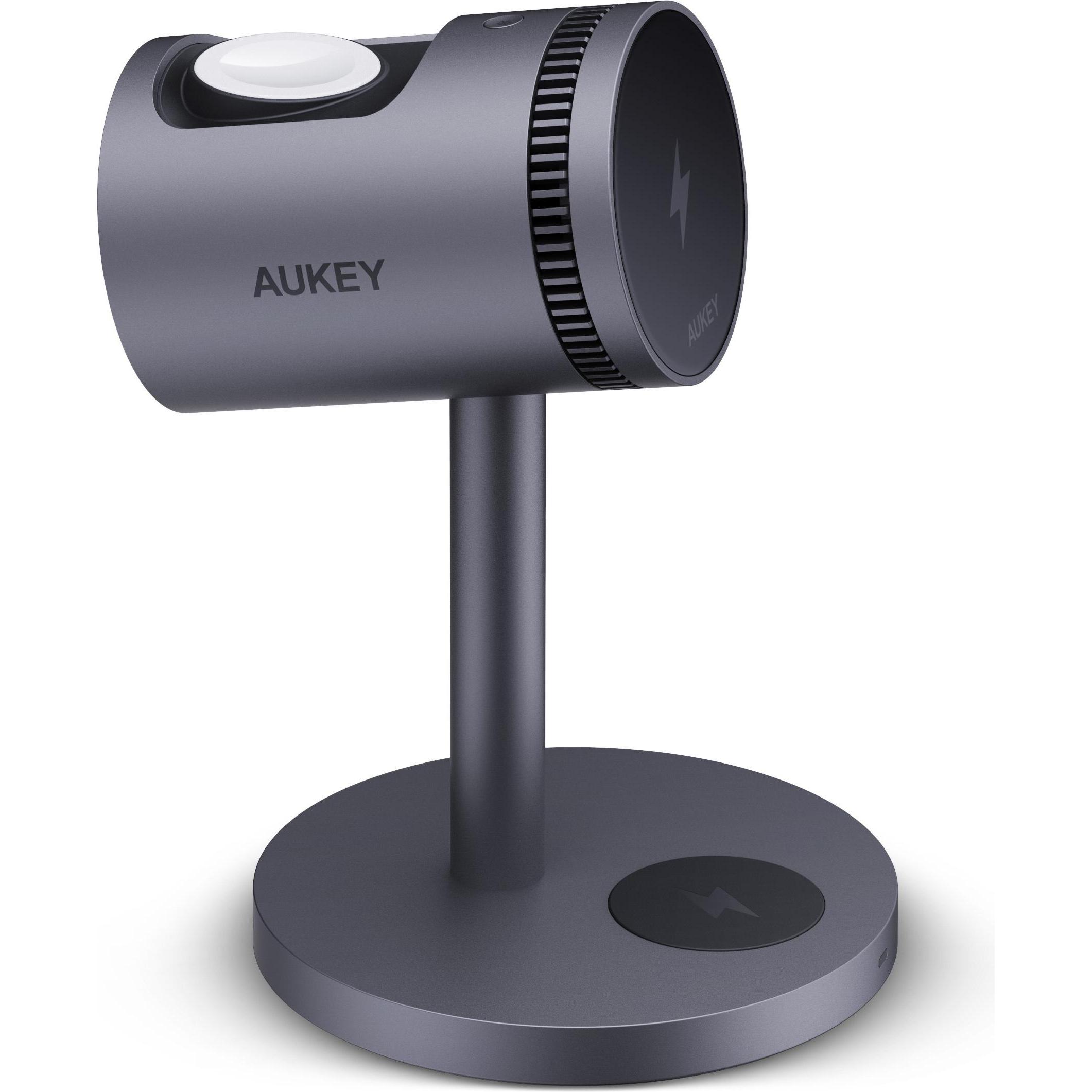 Aukey MagFusion 3-in-1 Pro (15 W), Caricabatteria senza fili, Grigio