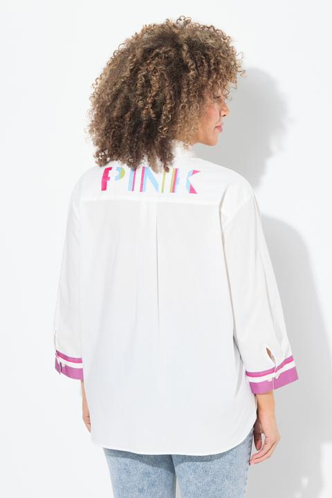 Image du produit Ulla Popken Chemisier avec message, manches 3/4 et col chemise (54)