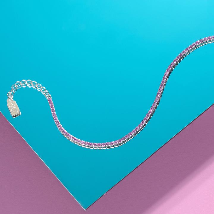 Actual product image La Petite Story - Silver tennis bracelet with pink zircons Silver LPS05AWV65 (19 cm, Silver 925)