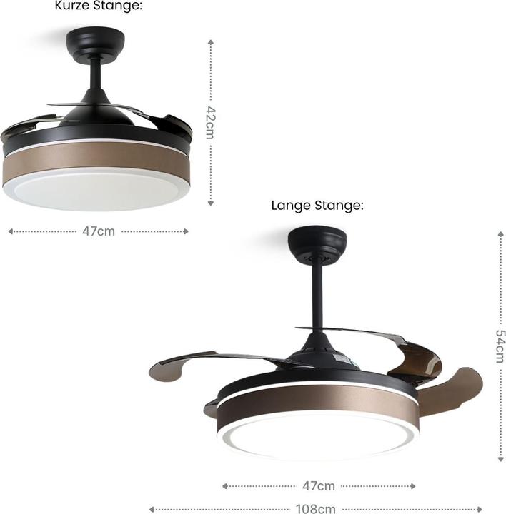 Image du produit Hermex Deckenventilator mit LED-Beleuchtung Deckengebläse Ventilator (35 dB)