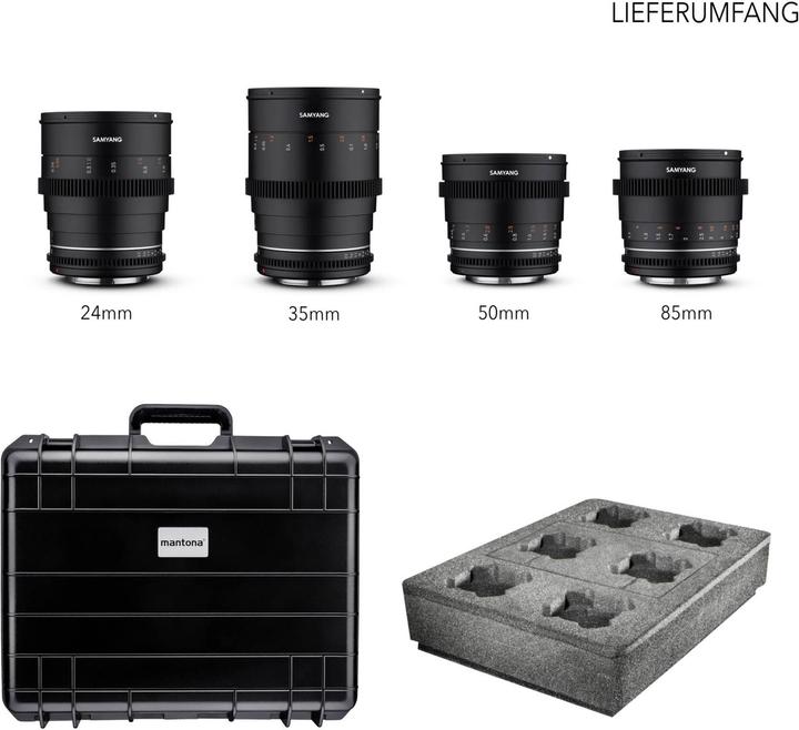Image du produit Samyang MF 24/35/50/85 MK2 Kit valise VDSLR Sony E (Sony E, Plein format)