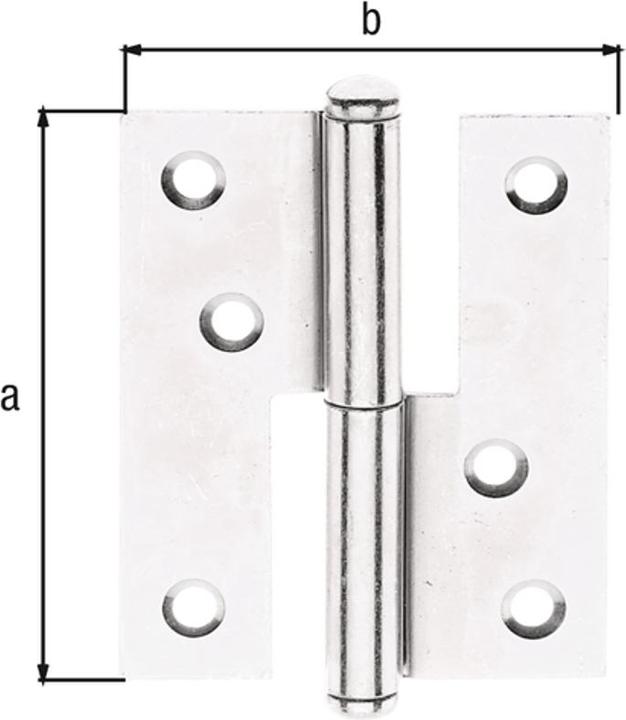 Actual product image Alberts Lift-out hinge, left, 80 x 65 mm, galvanised yellow