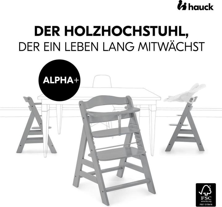 Produktbild Hauck Hochstühle Hochstuhl Alpha Plus Grey - im Sparset inkl. (Treppenhochstuhl)