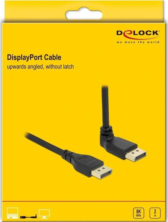 Image du produit Delock Câble supérieur coudé DisplayPort - DisplayPort, 2 m, 8K 60Hz (2 m, DisplayPort, 1.4)