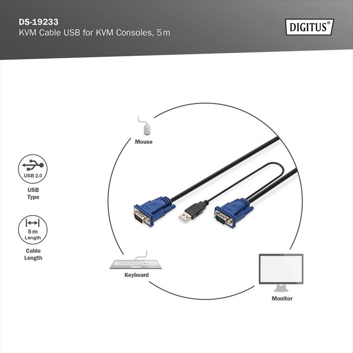 Produktbild Digitus KVM Kabel f. KVM Konsolen,5m