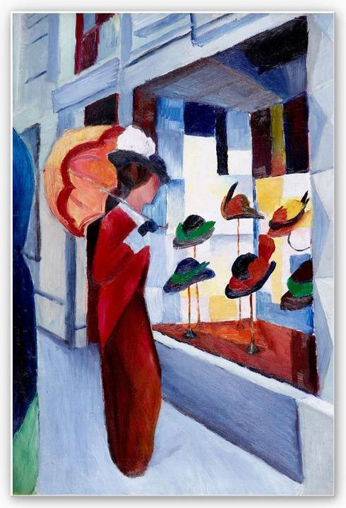 Produktbild Trenddeko Macke - Frau mit Sonnenschirm vor Hutladen (70 x 100 cm)