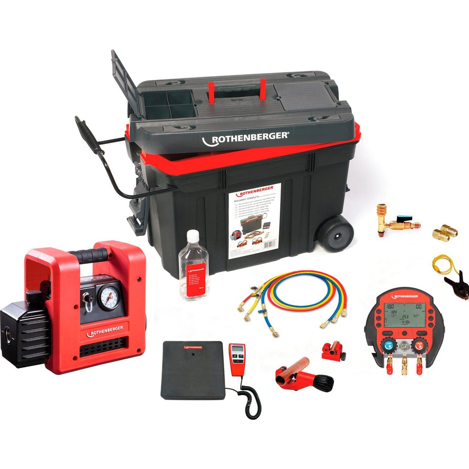 Rothenberger, Tronchese, Set completo di refrigerazione/climatizzazione ROCADDY 120 R32 DIGITAL fino a 1 3/8 ″ 6-35 mm 230 / (610 mm)