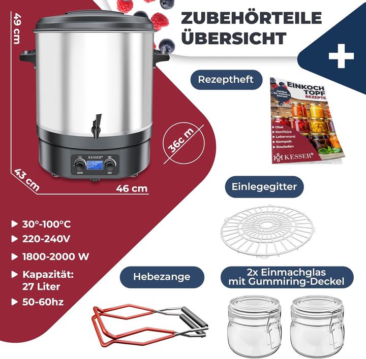 Produktbild Kesser Einkochautomat mit Timer und Abschaltautomatik (27 l)