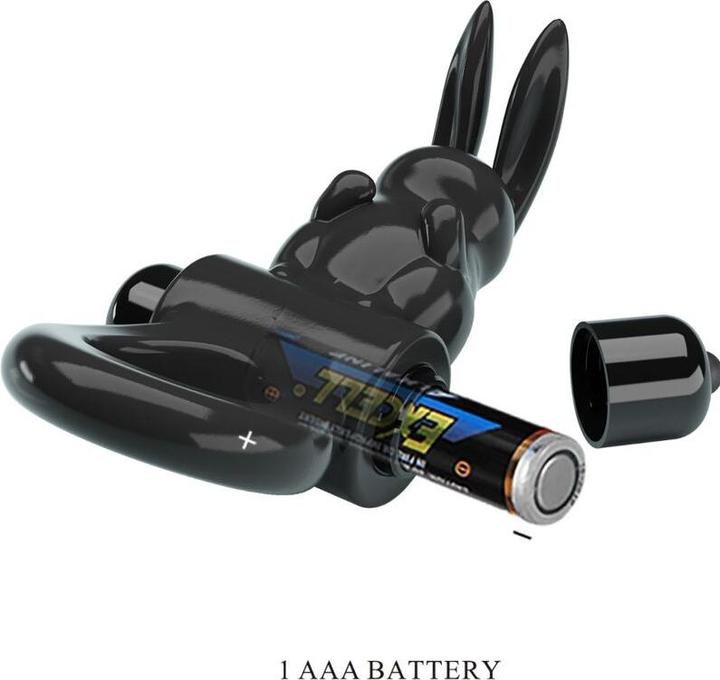 Actual product image Pretty Love - Exciting Rabbit Vibrator Ring 10 Vibrations Black (2.40 cm)