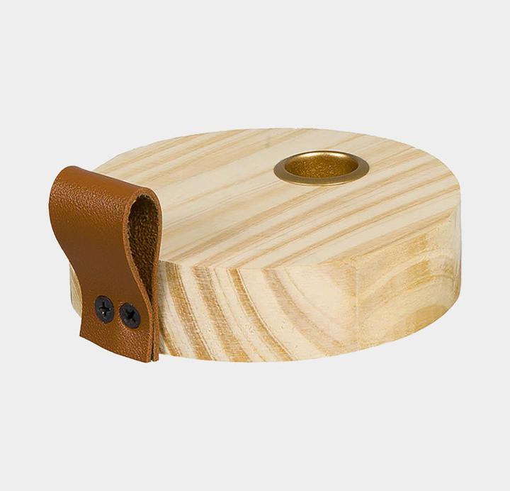 Actual product image Halbach Candlestick, Natural Wood Candle Holder