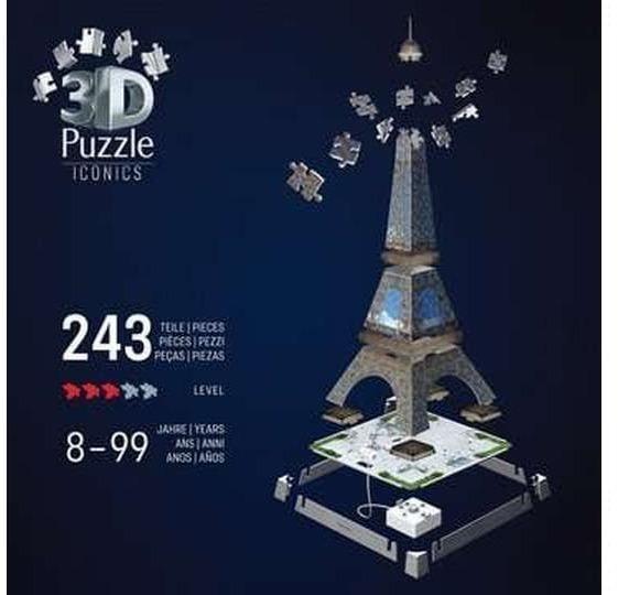 Actual product image Ravensburger 3D Iconics: Eiffel Tower - with light (216 pieces)