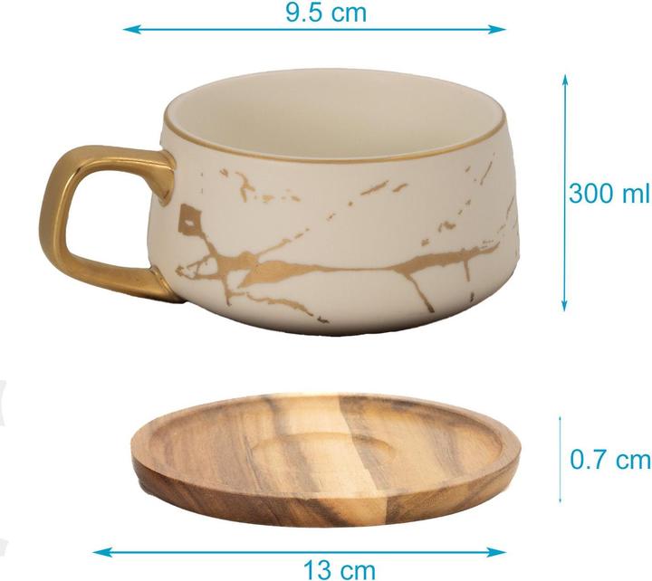 Image du produit Intirilife Tasse à thé avec soucoupe en bois (200 ml, 2 x)
