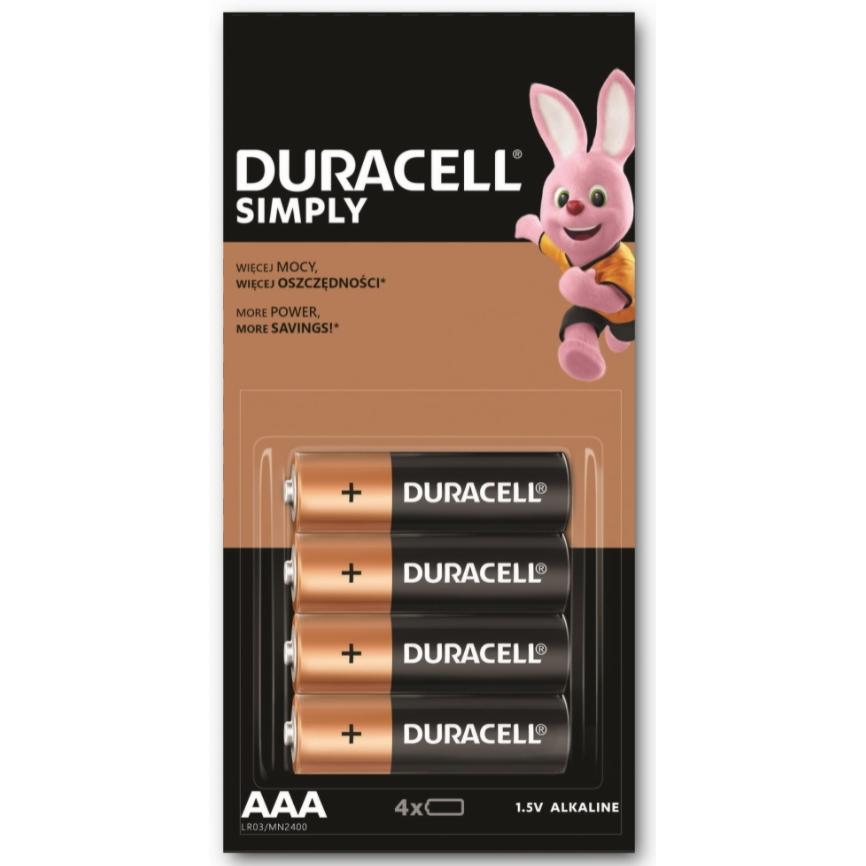 Duracell Batteria alcalina AAA usa e getta LR03 (4 pz., AAA), Batterie + pile