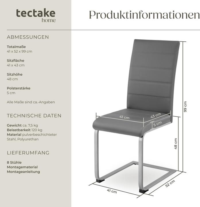 Immagine prodotto tectake 8 Esszimmerstühle Schwingstühle