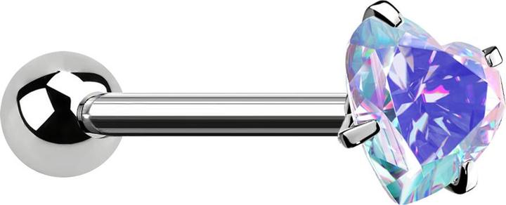 Produktbild Star Piercing Barbell silber mit Kugel und Kristallherz multicolor gefasst (ohne Messing, Chirurgenstahl 316L)