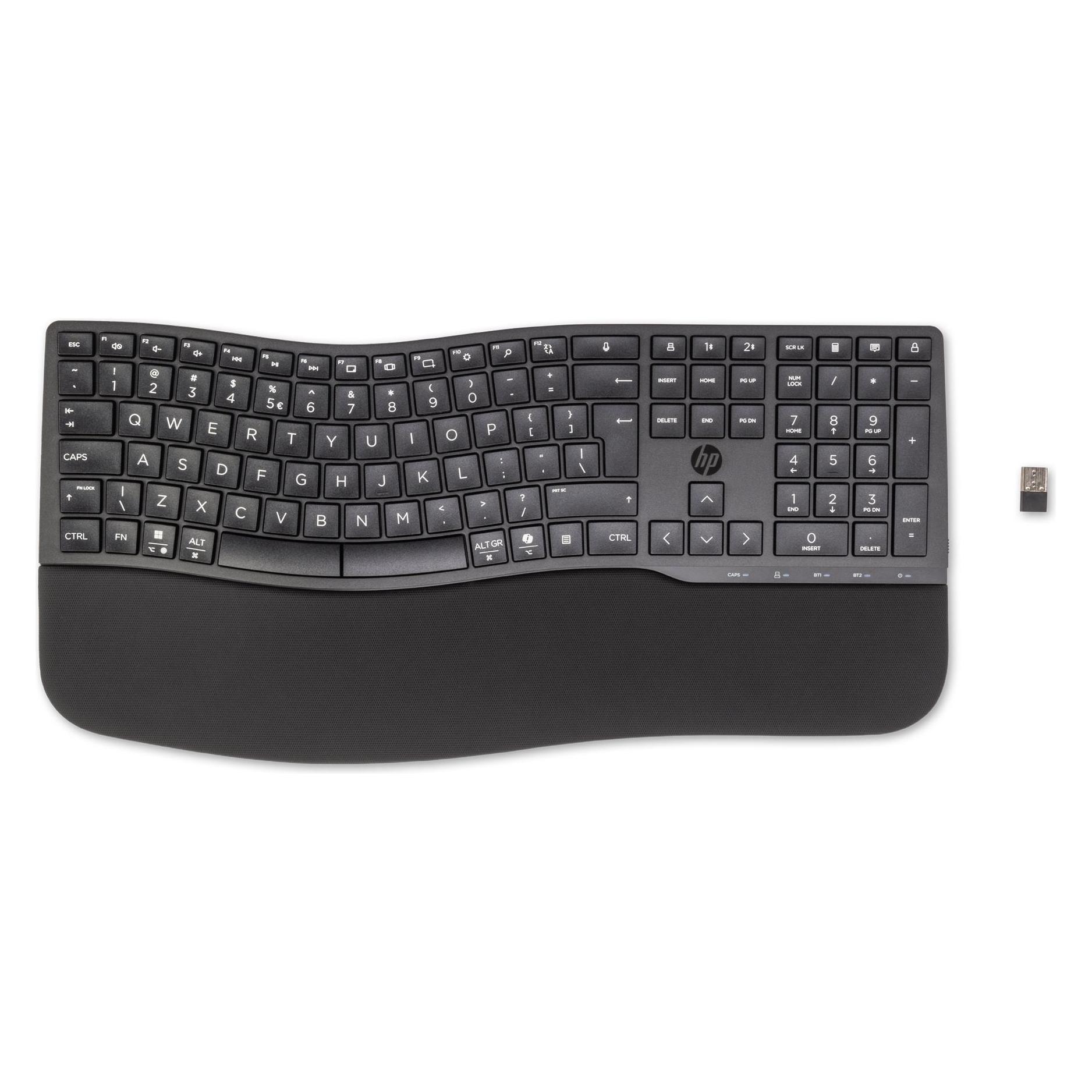 HP 680 Comfort Dual-Mode-Tastatur (Eng. Int., Kabellos), Tastatur, Schwarz