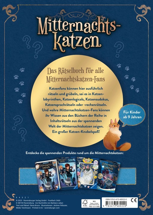 Actual product image Ravensburger Mitternachtskatzen: Das grosse Rätselbuch Vielfältige Rätsel und Knobeleien für (German, Elena Bruns, 2023)