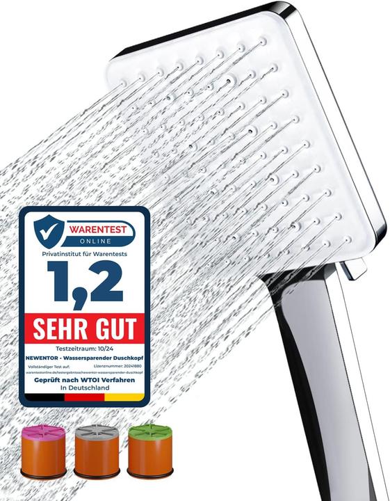 Produktbild Newentor Wassersparender Duschkopf mit 6 Strahlarten (6 Strahlarten)