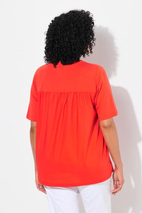 Produktbild Ulla Popken T-Shirt, Materialmix, A-Linie, V-Ausschnitt, Halbarm (58)