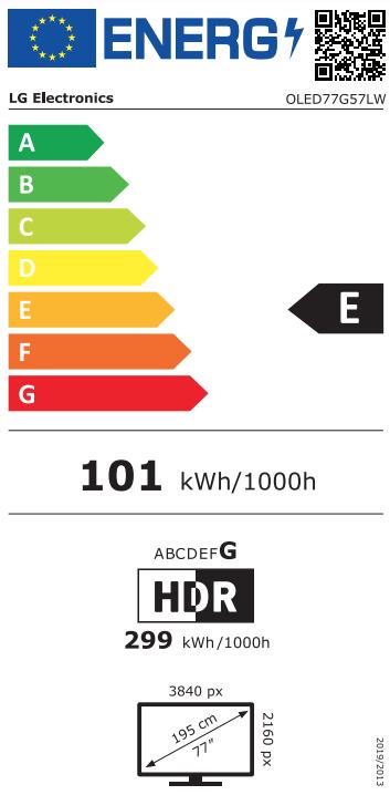 Etichetta energetica LG OLED77G57LW (77", G5, OLED, 4K, 2025)