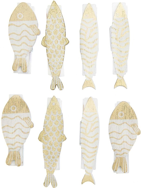 Actual product image Rico Design Decorative clip fish 8 pieces, gold/white