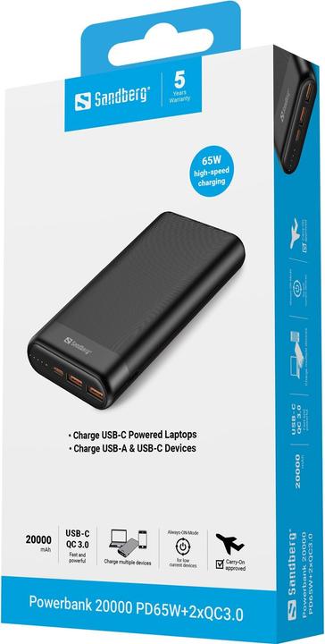 Actual product image Sandberg 420-62 (20000 mAh, 65 W, 74.40 Wh)