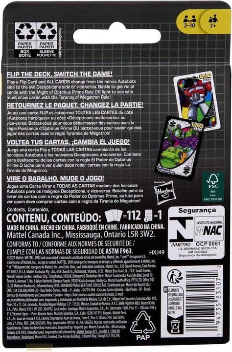 Immagine prodotto Mattel Games Trasformatori Uno Flip (Tedesco)