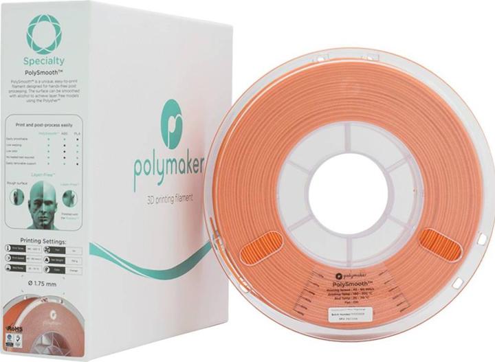 Actual product image Polymaker PJ01008 PolySmooth Filament PVB polishable 1.75mm 750g Orange 1pc. (PVB, 1.75 mm, 750 g, Orange)