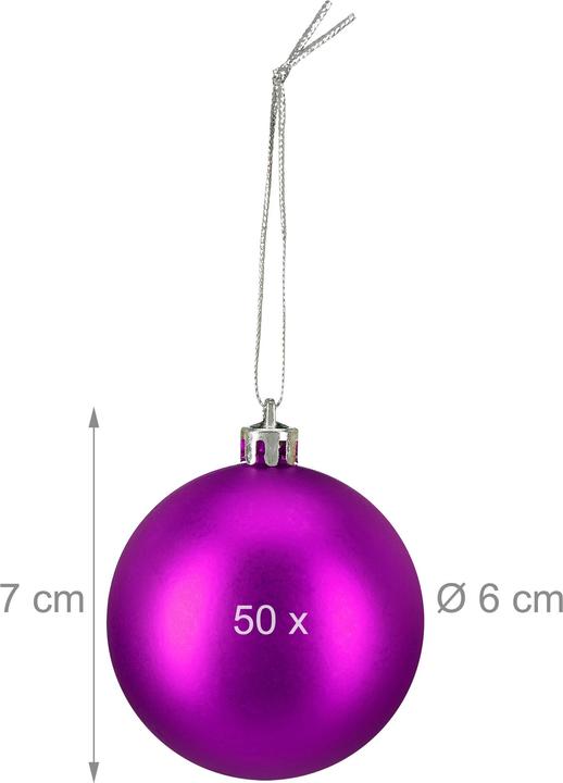 Actual product image Relaxdays - Weihnachtskugeln 50er Set, Pink/ Silber (50 -part)