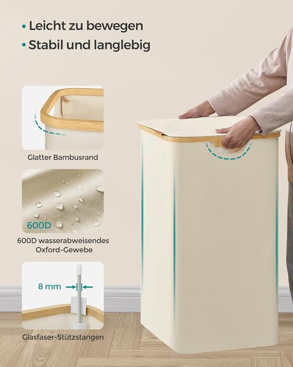 Produktbild Songmics Wäschekorb mit Deckel 3 Fächer (150 l)