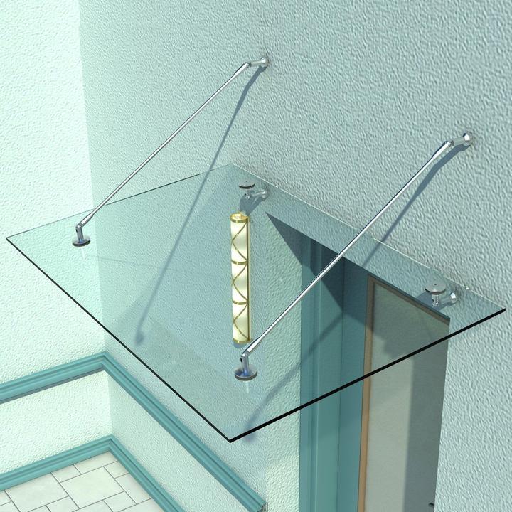 Produktbild Swisshandel24 Vordach gehärtetes Glas, Edelstahl Klarglas (150x90 cm) (M)