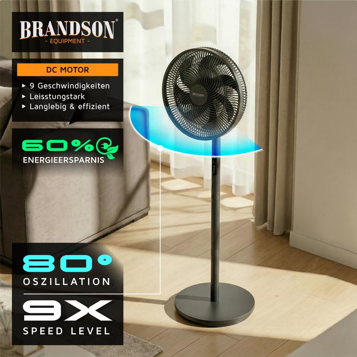 Produktbild Brandson Standventilator DC-Motor, leise, Oszillation, Fernbedienung, 30 W, 9 Geschwindigkeitsstufen (29.70 dB)
