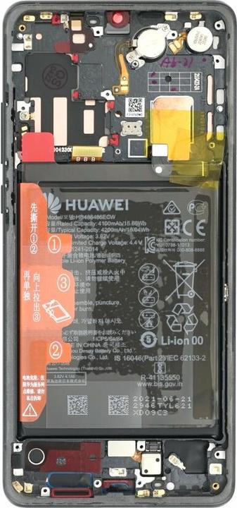 Produktbild Huawei Displayeinheit + Rahmen + Akku P30 Pro (Neue Version) schwarz 02354NAC