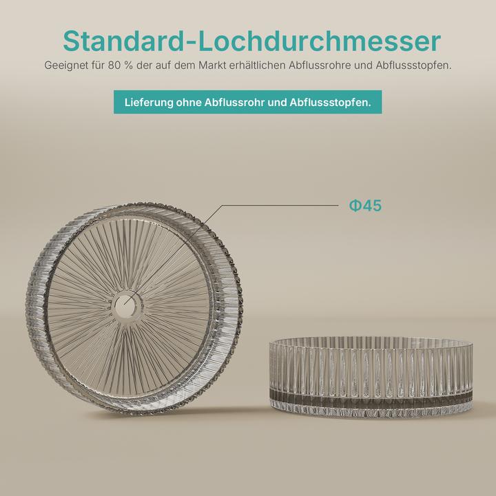 Produktbild Emke Aufsatzwaschtisch Ø40 cm Design-Waschbecken gehärtetes Bleikristallglas Transparent galvanisch (400 mm, 400 mm)