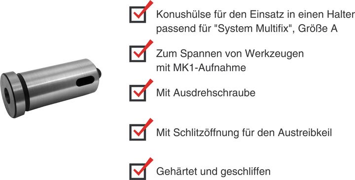 Produktbild Paulimot Konushülse MK1 für Halter passend für "System Multifix", Grösse A
