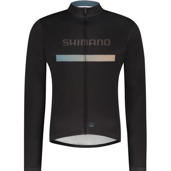Shimano, Herren, Velotrikot, VERTEX LONG SLEEVE JERSEY Printed BLACK XXXL (3XL), Schwarz, 3XL