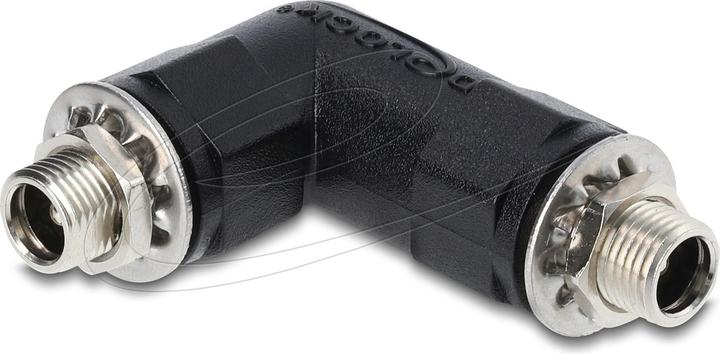 Produktbild Delock Hohlstecker Adapter DC 5,5 x 2,1 mm Buchse auf Buchse mit Gewinde gewinkelt 90Â° (DC-Stecker)