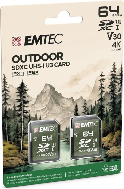 Actual product image Emtec SD 64GB UHS-I U3 V30 Outdoor P2 (64 GB, SD, U3, UHS-I)