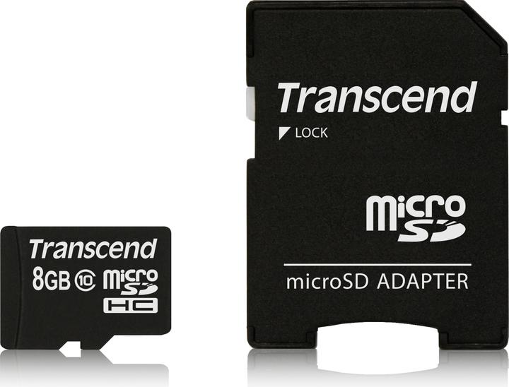 Actual product image Transcend Flash memory card 8GB Micro SDHC, C10 (8 GB, microSDHC, U1)