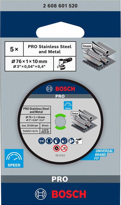 Actual product image Bosch Professional Zubehör PRO Stainless Steel and Metal cutting disc, 76 x 1 x 10 mm