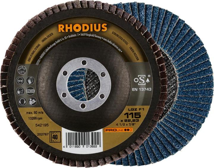 Rhodius PROline LGZ F1 flap disc 115 x 22.23 mm K40 (40)