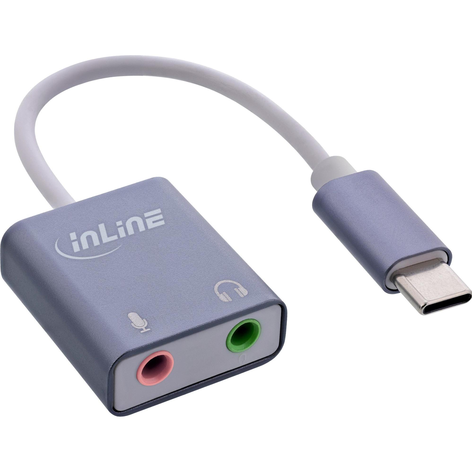 InLine USB Audio Soundadapter (USB-C), Soundkarte, Grau