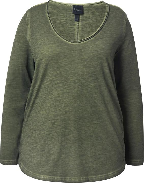 Produktbild Ulla Popken Shirt, Rollkanten, Classic, V-Ausschnitt, Langarm (58)