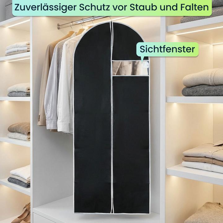 Produktbild Ideoon 12er-Set Kleiderschutzhüllen Schwarz mit Reissverschluss und Sichtfenster Kleidersack