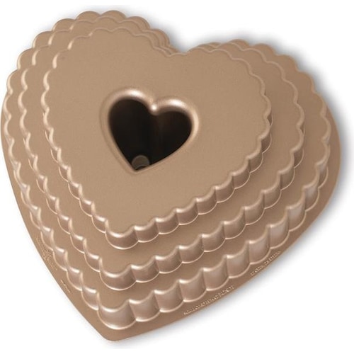 3x Nordic Ware Etagen-Herz-Gugelhupfform, Backform