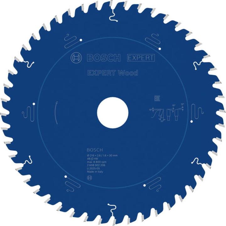 Productafbeelding Bosch Professional Zubehör Blau Zubehör 2608902206 EXPERT Kreissägeblatt Holz 216 x 2,6/1,6 x 30 mm T48