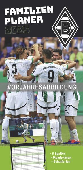 Neumann N - Borussia Mönchengladbach 2026 – Fanplaner 22x45 cm mit 4 Spalten, deutschem Kalendarium (22x45 cm)