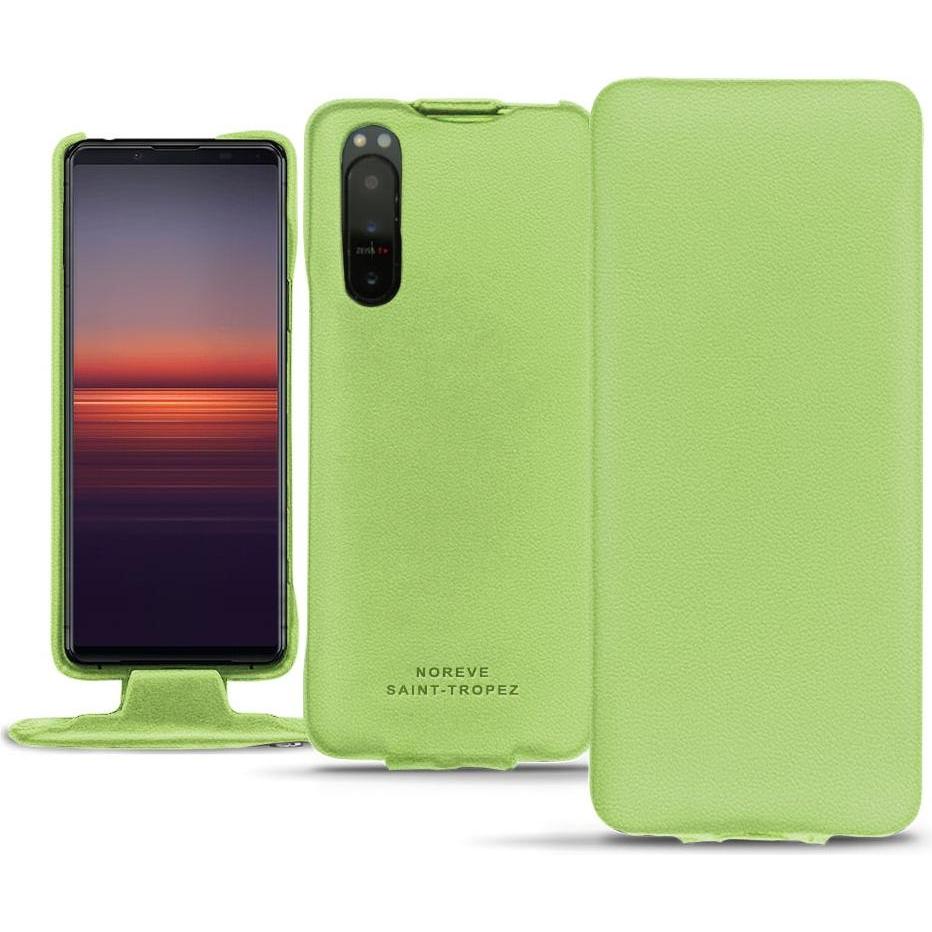 Noreve Lederschutzhülle vertikal (Sony Xperia 5 II), Smartphone Hülle, Grün