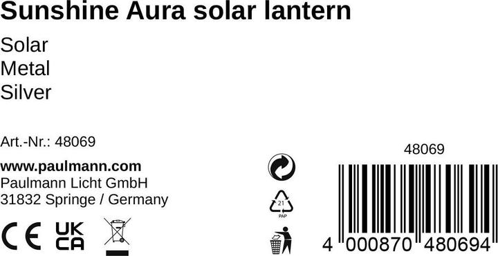 Produktbild Pauleen Solar Laterne Sunshine Aura (1 x)