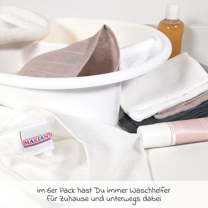 Image du produit Makian Gants de toilette et flanelles pour bébé Gants de toilette en gaze, paquet de 6, 15 x 20 cm -
